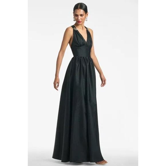 Sachin & Babi NWT Kenzia Brooch-Embellished Black Gown Sz:8 Ret$895 CURRENT! - Picture 3 of 12
